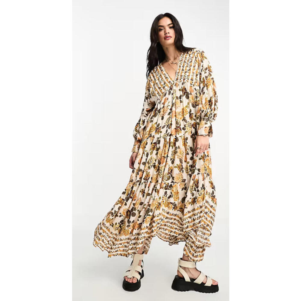 Free People Rows Of Roses Maxi Dress in Ivory  SIZE XS #854